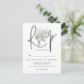 Elegante Sage gebladerte Zwart Script Wedding RSVP Uitnodiging Briefkaart (Staand voorkant)