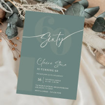 Elegante Sage Gray 60e Verjaardagsuitnodiging