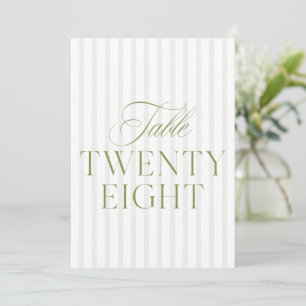 Elegante Sage Green & Beige bruiloft 28 Tafelnumme Kaart