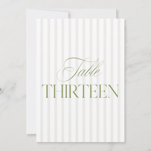 Elegante Sage Green & Beige Trouwtafel Nummer Kaart (Achterkant)