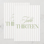 Elegante Sage Green & Beige Trouwtafel Nummer Kaart (Voorkant / Achterkant)