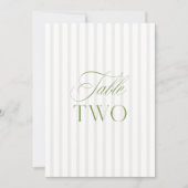 Elegante Sage Green & Beige Trouwtafel Nummer Kaart (Voorkant)