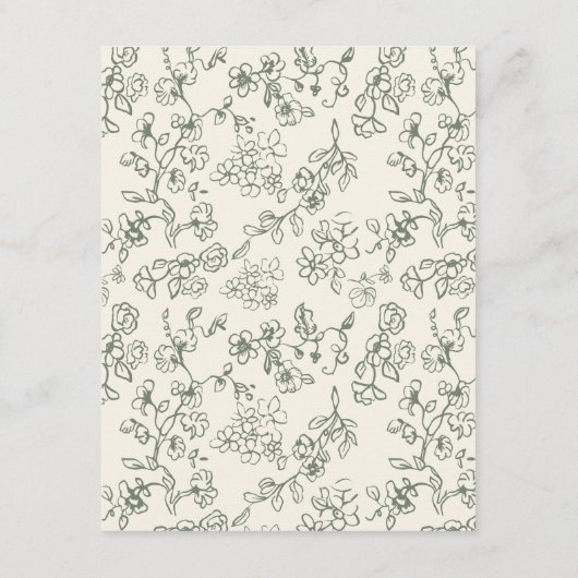 Elegante Sage Green Bloemenbruiloft Informatiekaartje (Achterkant)