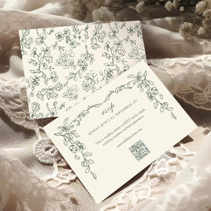 Elegante Sage Green Bloemenbruiloft RSVP Kaartje