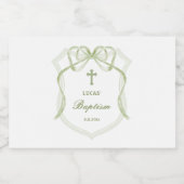 Elegante Sage Green Bow Crest doop Sparkling Wijnetiket (Enkel label)