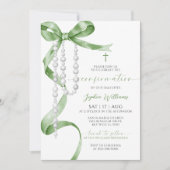 Elegante Sage Green Bow & Rozenkrans bevestiging Kaart (Voorkant)