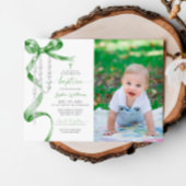 Elegante Sage Green Bow & Rozenkrans Fotodoop Kaart