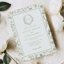 Elegante Sage Green Crest Chinoiserie Wedding