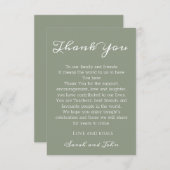 Elegante Sage Green en White Script Wedding Bedankkaart (Voorkant / Achterkant)