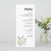 Elegante Sage Green Floral Peony Dinner Menu (Staand voorkant)