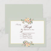 Elégante Sage Green Floral Wedding Carte RSVP (Devant / Derrière)