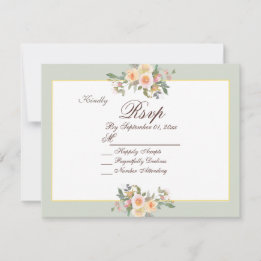 Elégante Sage Green Floral Wedding Carte RSVP