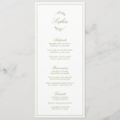 Elegante Sage Green Garden Wedding Guest Name Menu (Voorkant)