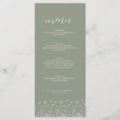 Elegante Sage Green Minimalist Boho Floral Wedding Menu (Voorkant)