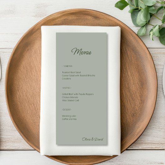 Elegante Sage Green minimalist Menu