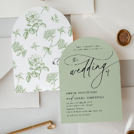 Elegante Sage Green Modern Arch Wedding Kaart