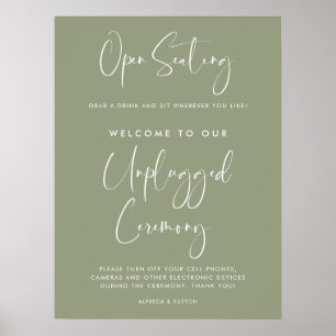 Elegante Sage Green Open zitplaatsen Unplugged cer Poster