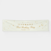 Elegante Sage Green Stars Verjaardagsfeest Welkom Spandoek (Horizontaal)