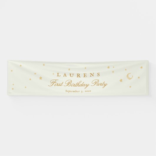 Elegante Sage Green Stars Verjaardagsfeest Welkom Spandoek (Horizontaal)