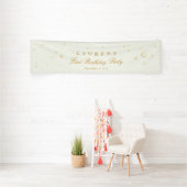 Elegante Sage Green Stars Verjaardagsfeest Welkom Spandoek (Insitu)