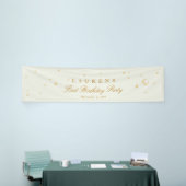 Elegante Sage Green Stars Verjaardagsfeest Welkom Spandoek (Beurs)