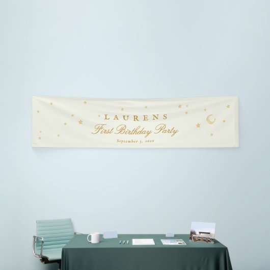 Elegante Sage Green Stars Verjaardagsfeest Welkom Spandoek (Beurs)