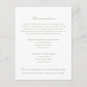 Elegante Sage Green Two Hotel accommodaties Informatiekaartje