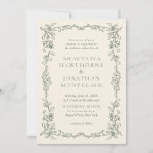 Elegante Sage Green Victoriaans bruiloft Kaart (Voorkant)