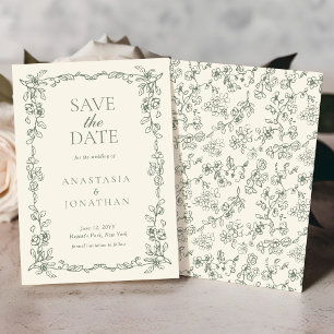 Elegante Sage Green Victoriaans bruiloft Save The Date