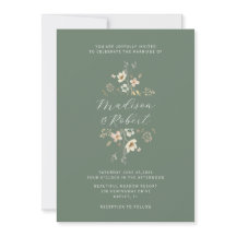 Elegante Sage Green Waterverf Wildflower Wedding
