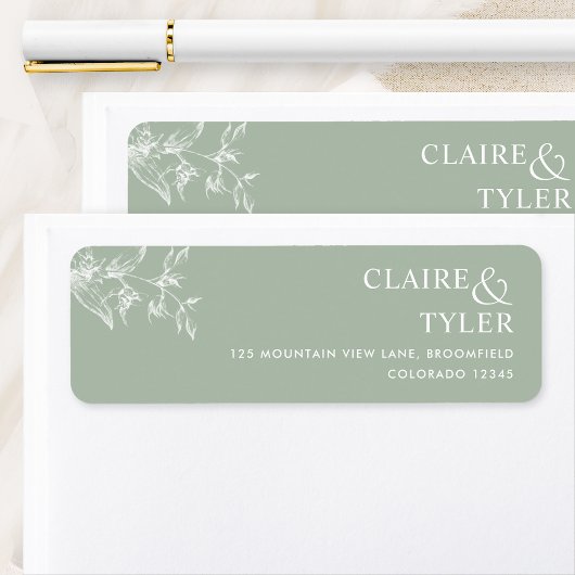 Elegante Sage Green Wedding Retour Adres Label