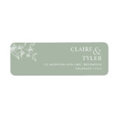 Elegante Sage Green Wedding Retour Adres Label (Voorkant)