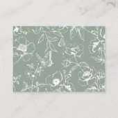 Elegante Sage Groene Bloementuin Bruiloft Details Informatiekaartje (Achterkant)