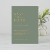 Elegante Sage groene bruiloft Save the Date Folie Uitnodiging (Staand Voorkant)