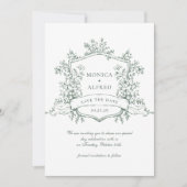 Elegante Sage Groene Franse Tuin Huwelijk QR code Save The Date (Voorkant)