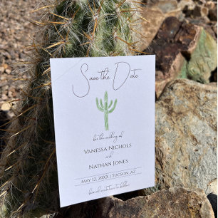 Elegante Saguaro Cactus Save The Date Uitnodiging