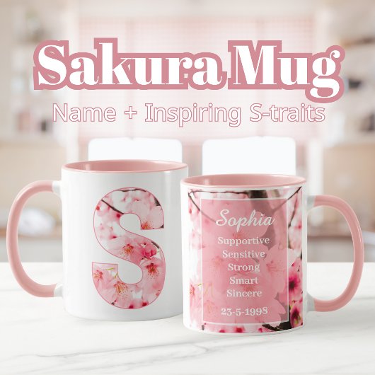 Elegante Sakura Custom Mok met Letter S