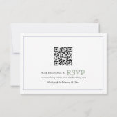 Elegante salie bloemenkam monogram QR code bruilof RSVP Kaartje (Achterkant)