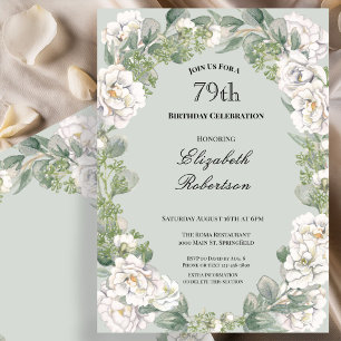 Elegante Salie Bloemrijke Rand Vrouw 79e Verjaarda Kaart