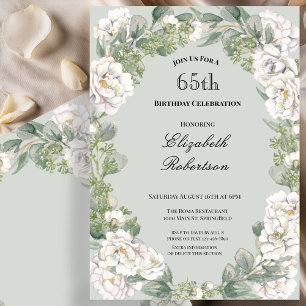 Elegante Salie Bloemrijke Rand Vrouwen 65e Verjaar Kaart