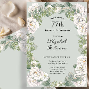 Elegante Salie Bloemrijke Rand Vrouwen 77e Verjaar Kaart