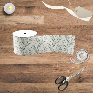 Elegante Salie Crème Minimalistische Boho Bloemmot Grosgrain Lint