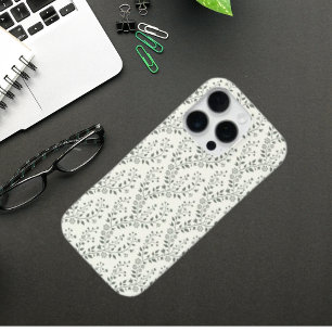 Elegante Salie Crème Minimalistische Boho Bloemmot iPhone 16 Pro Hoesje