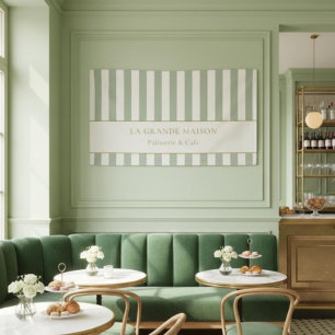 Elegante Salie & Crème Strepen Franse Bakkerij Mer Spandoek