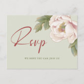Elegante salie en blush pioenroos bloem RSVP Briefkaart (Voorkant)