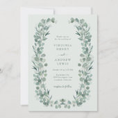Elegante Salie Eucalyptus bruiloft uitnodiging (Voorkant)