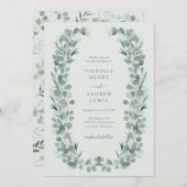 Elegante Salie Eucalyptus bruiloft uitnodiging (Voorkant / Achterkant)