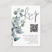 Elegante Salie Eucalyptus QR Code Bruiloft RSVP Informatiekaartje (Voorkant)