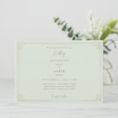 Elegante Salie Gouden Frame Huwelijk Kaart (Staand voorkant)
