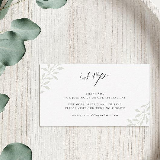 Elegante Salie Groen Bruiloft Website RSVP Informatiekaartje